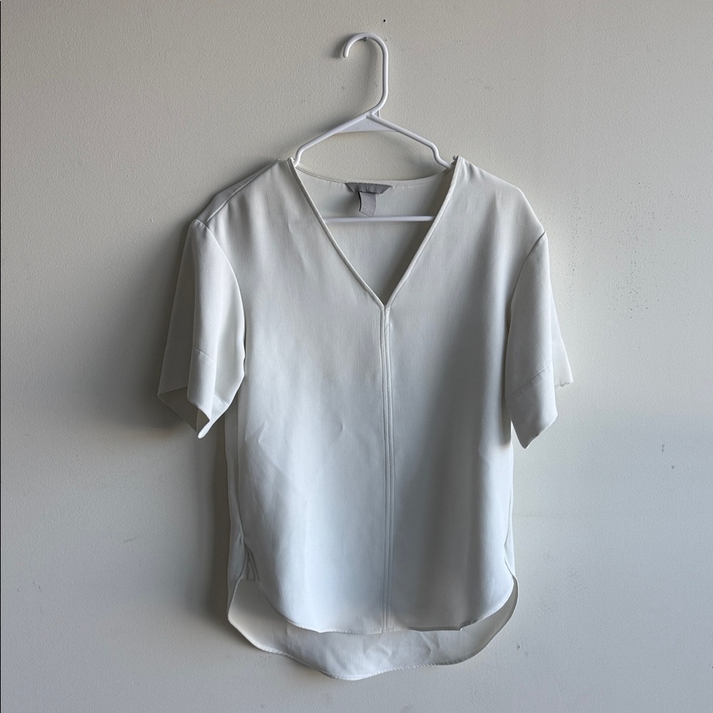H&M Elegant White V-Neck Blouse